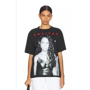 Aaliyah T Shirt Womens Size Xl Black Short Sleeve Crew Neck Rap Tee Ladies